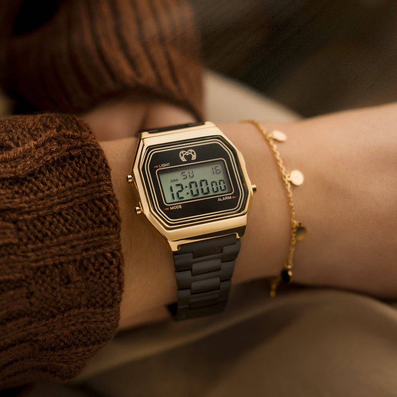 "Vintage" Digital Watch ~ BlackGold - SophiaJewels